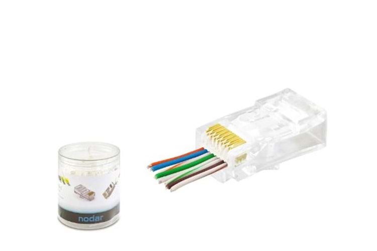NODAR ND2407 CAT6 EZ RJ45 Konnektör 100 Adet Plastik Kutu 