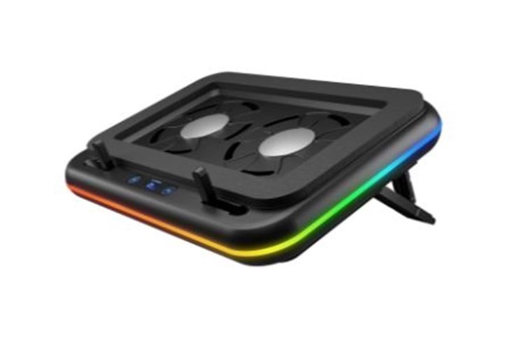 Rampage S55 Angel Siyah 5 Mod RGB 120-120mm 2 Fanlı 14-17 Led Ekranlı Notebook Soğutucu Stand