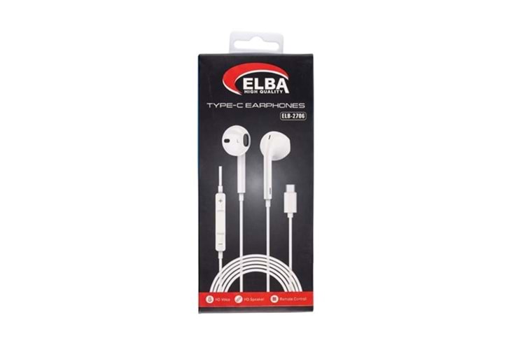 Elba Elb-2706 Beyaz Kulakiçi Type-c Mikrofonlu Kablolu Kulaklık (Ses Kontrol)