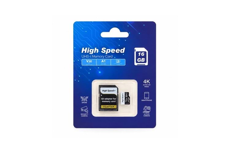 ELBA High Speed 16GB A1 V30 U3 Micro Hafıza Kartı Class10 