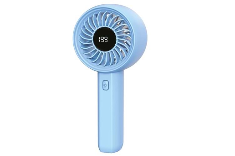 Feny FN-F45 Mavi Kademeli Ultra Sessiz Led Göstergeli Şarjlı 1800Mah Turbo Mini El Fanı