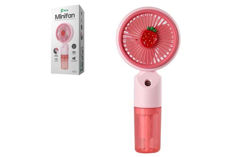 Feny FN-F50 Pembe Kademeli Ultra Sessiz Buharlı Şarjlı 800Mah Mini El Fanı