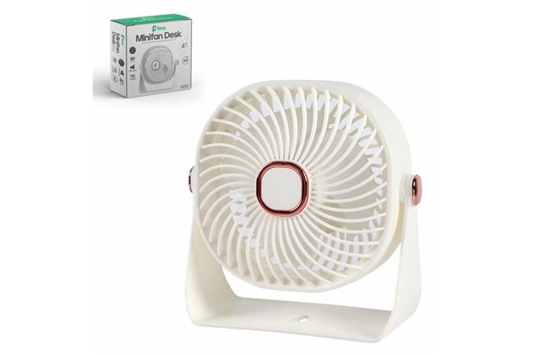 Feny FN-F55 Beyaz Ultra Sessiz 3 Kademeli Şarjlı 800Mah Masa Fanı 4