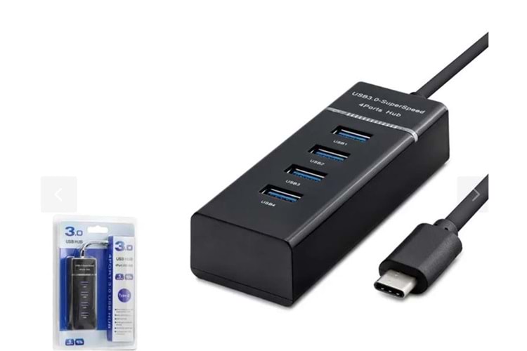 HADRON HDX7045 Type-C 3.0 Hub 4 Port 5 Gbps Siyah