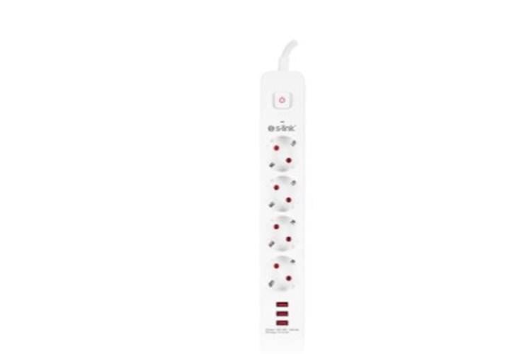 S-link SPG403U 1.5m 1.5mm 100 yüzde Bakır 750 Joule 3 Usb 5V2.4A 4lü Anahtarlı Akım Korumalı Priz