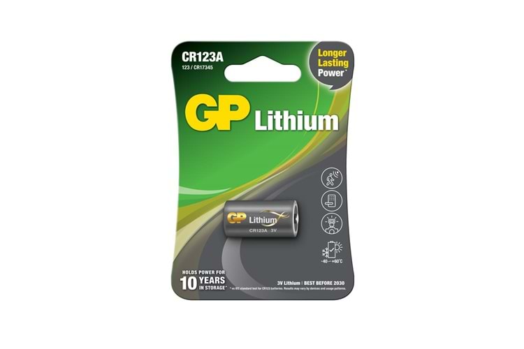 GP CR123A 3V Lityum Tekli Paket Pil (GPCR123A-U1) Fotoğraf Makinesi Pili