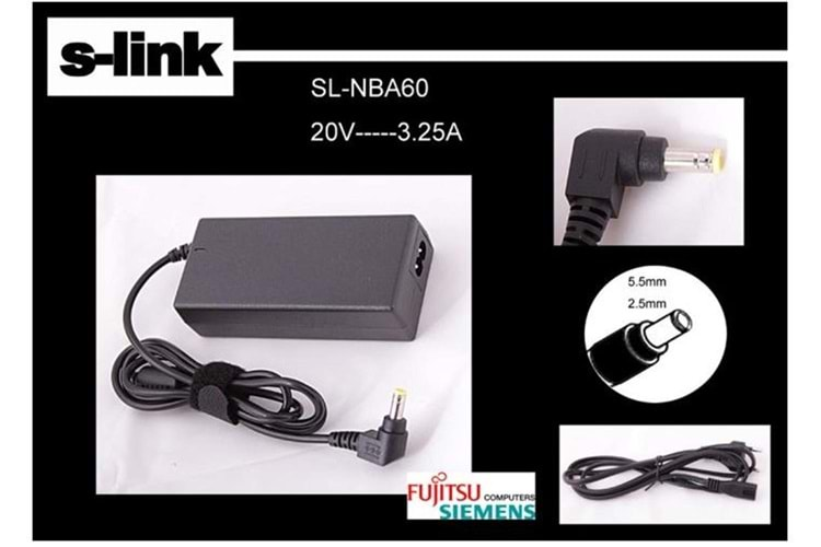 S-link SL-NBA60 20v 3.25a 5.5-2.5 Notebook Adaptörü