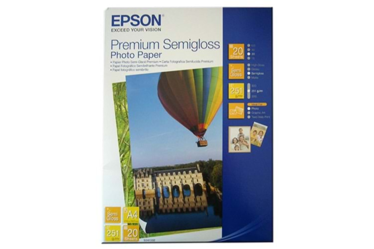 Epson A4 251Gram 20'li Premium Semigloss Fotoğraf Kağıdı S041332