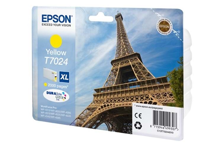Epson T7024 Yellow Sarı 2.000 Sayfa Mürekkep Kartuş T70244010