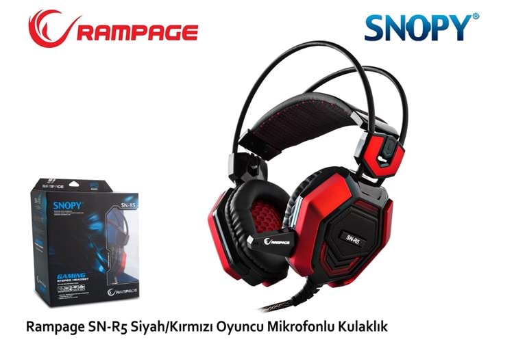 Rampage SN-R5 X-CORE Siyah-kırmızı Oyuncu Mikrofonlu Kulaklık Usb