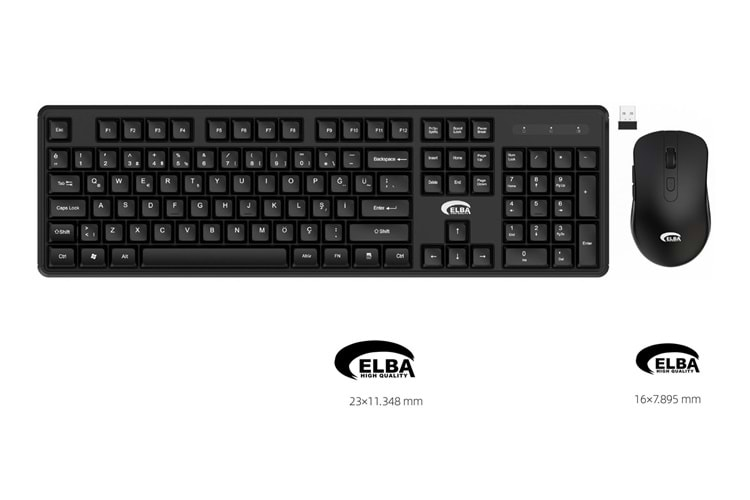 Elba EC-266 Q Usb Siyah Kablosuz Klavye Mouse Set Multimedya tuşları mevcuttur