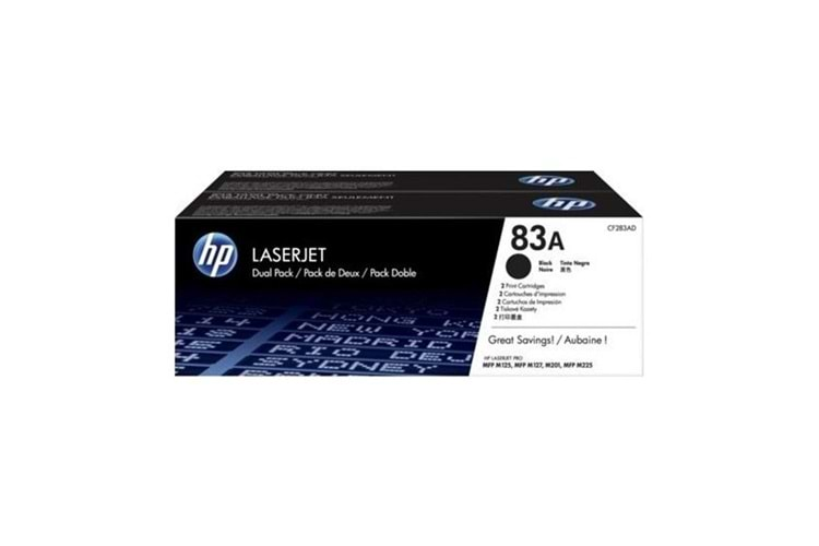 HP 83AF Black Siyah Çiftli 1.500 Sayfa Toner CF283AF