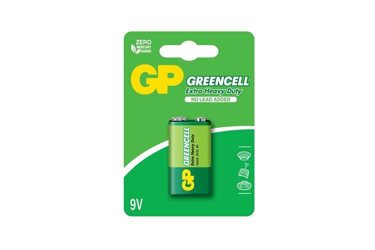 GP Greencel 9V Çinko Pil Tekli Paket GP1604G-2U1
