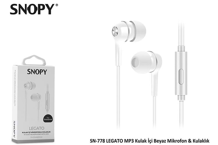 Snopy SN-778 Legato Beyaz Mp3 Kulak İçi Kulaklık