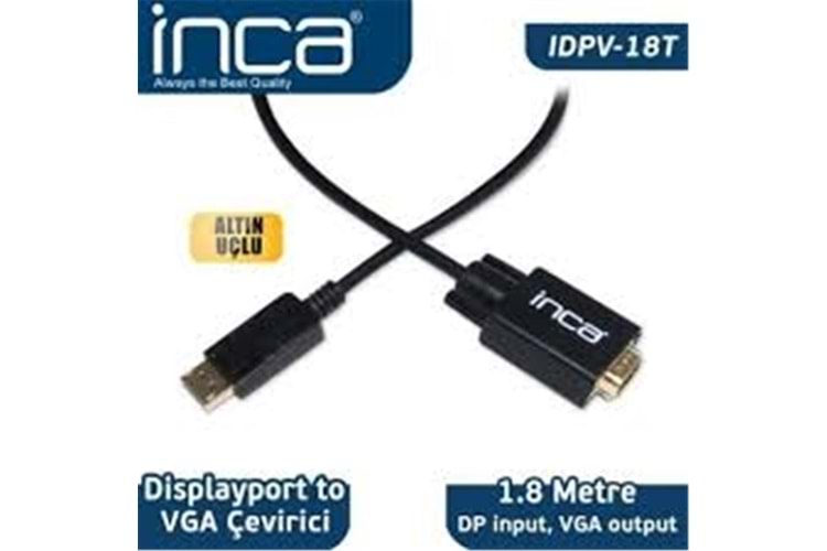 Inca IDPV-18T Displayport To Vga Kablo 1.8mt
