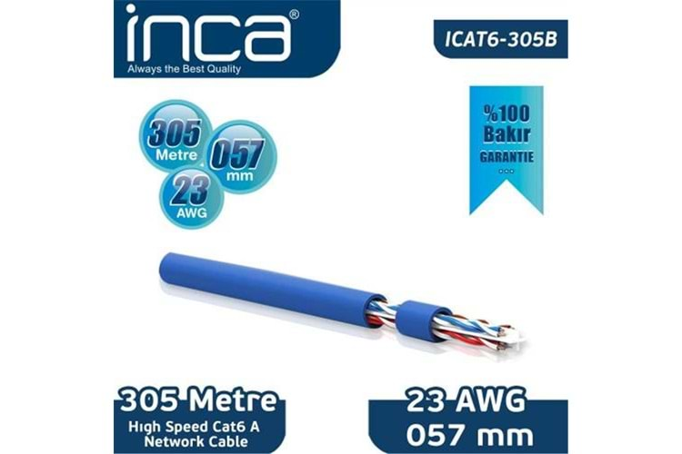 INCA CAT6 305B 23 AWG 57MM yüzde 99,5 BAKIR KABLO 305MT