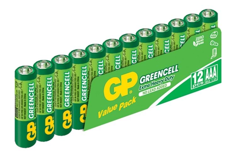 GP Greencel R03 AAA Boy İnce Çinko Kalem Pil 12'li Paket GP24G-VS12