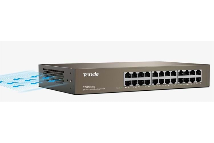 Tenda TEG1024D 24 Port 10-100-1000 Mbps Switch Çelik Kasa Rack Mount