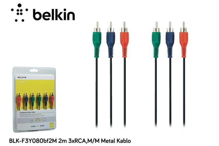 Belkin BLK-F3Y080BF2M 2m 3xrca,m-m Metal Kablo