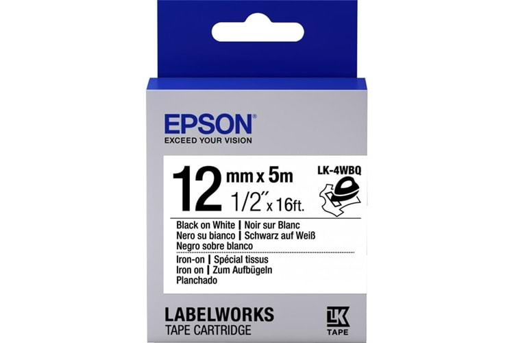 Epson LK-4WBQ Iron BEYAZ Üzeri SİYAH 12MM 9Metre Etiket