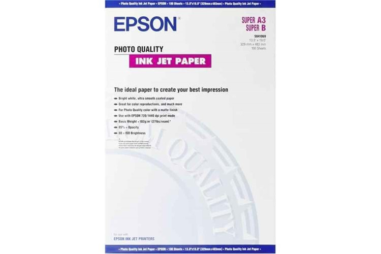 Epson A3+ 102Gram 100 Adet Fotoğraf Kağıdı S041069