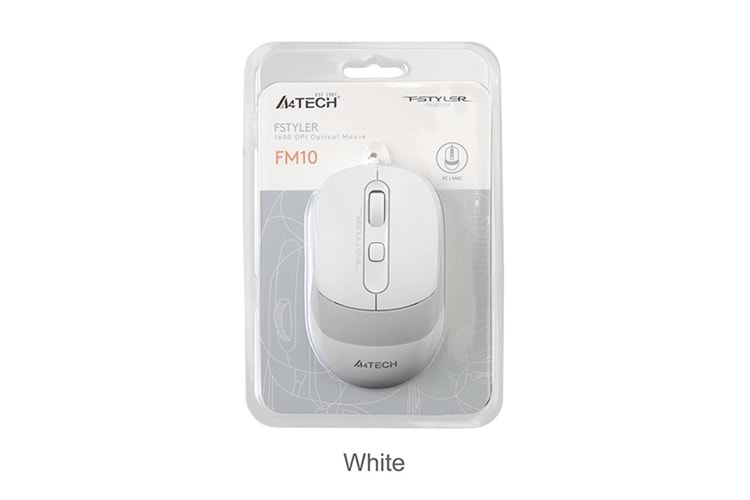 A4 Tech Fm10 Usb Fstyler Beyaz Optik 1600 Dpı Mouse