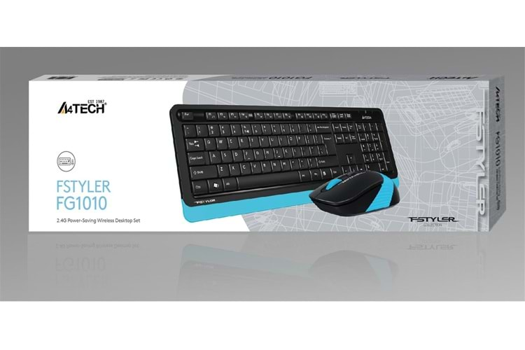 A4 Tech Fg1010 2.4G Mavi Q Fn-Mm Klv+Optik Mouse Set