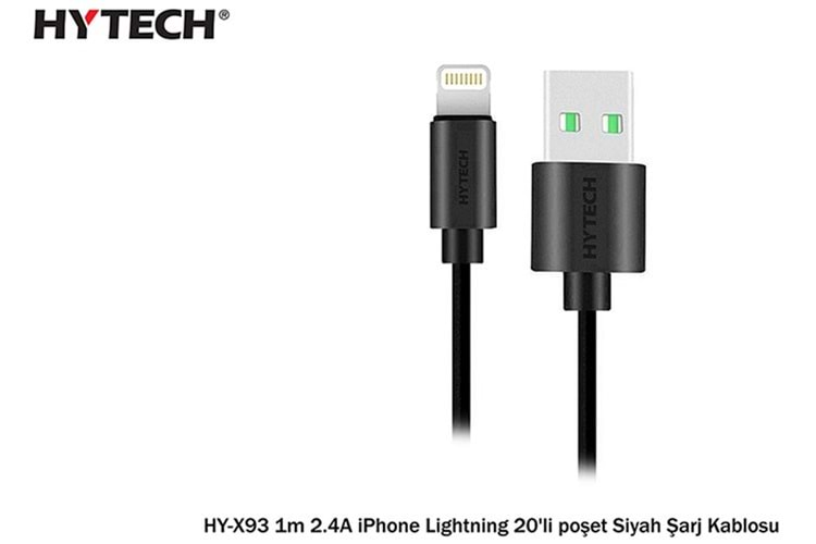 Hytech HY-X93 1m 2.A iPhone Lightning Şarj Kablosu Siyah