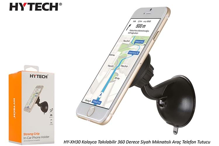 Hytech HY-XH30 Kolayca Takılabilir 360 Derece Siyah Mıknatıslı Telefon Tutucu