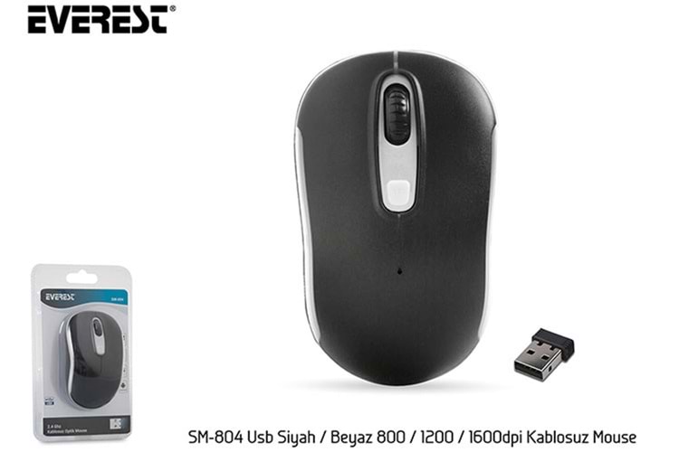 Everest SM-804 Usb Siyah-Beyaz 800-1200-1600dpi Kablosuz Mouse