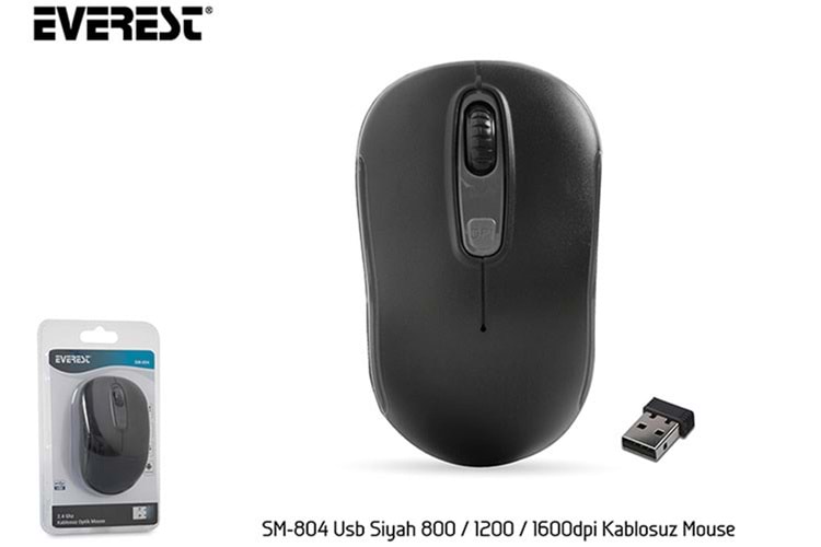 Everest SM-804 Usb Siyah 800-1200-1600dpi Kablosuz Mouse