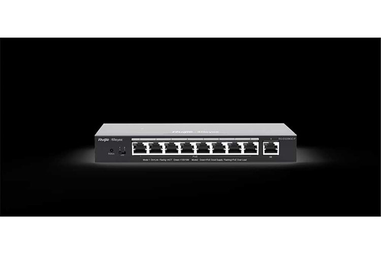 Ruijie-Reyee RG-ES209GC-P 8 Port POE+ 10-100-1000Mbps+1Port 10-100-1000Mbps Yönetilebilir Çelik 120W