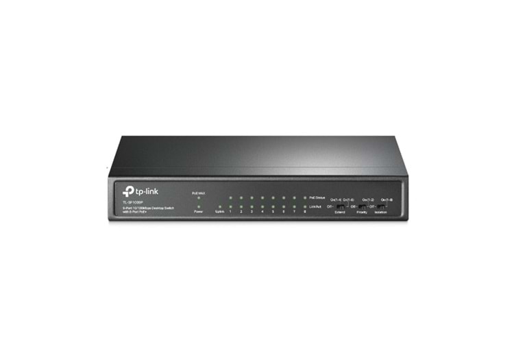 Tp-Link TL-SF1009P 8 Port Poe+ 10-100 Mbps Switch Çelik Kasa