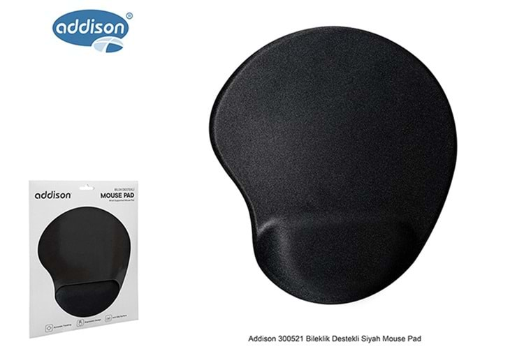 Addison 300521 Bileklik Destekli Siyah Mouse Pad