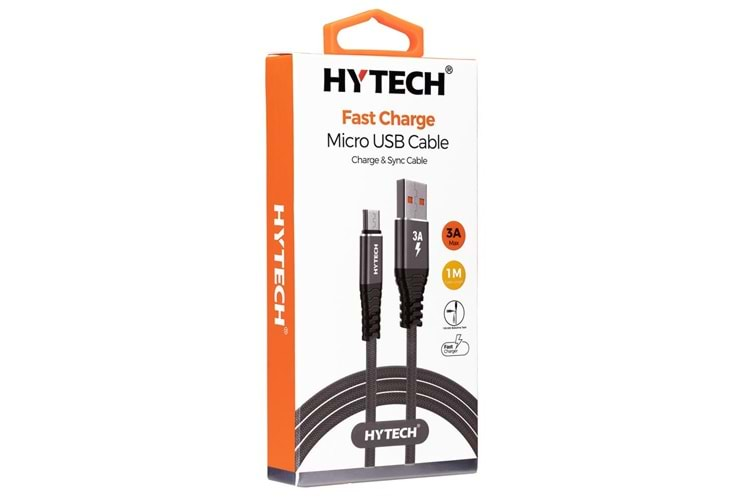 Hytech HY-X210 3A Micro Usb 1m Gri Data + Sarj Kablosu