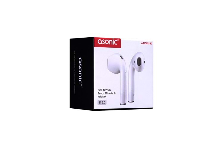 Asonic AS-TWS130 Beyaz Mobil Telefon Uyumlu Bluetooth TWS AirPods Mikrofonlu Kulaklık