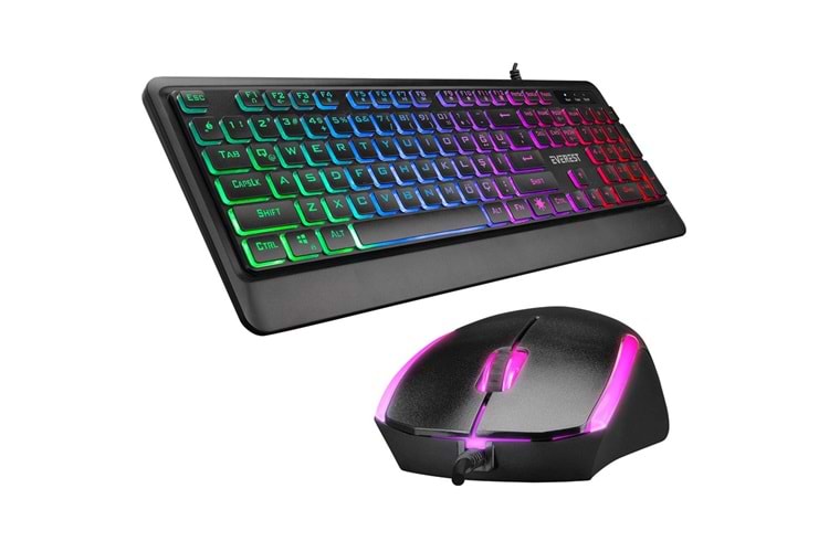 Everest KM-R59 FORZA PLUS Siyah Usb Rainbow Backlight Q Klavye + 1200 dpi Mouse Set