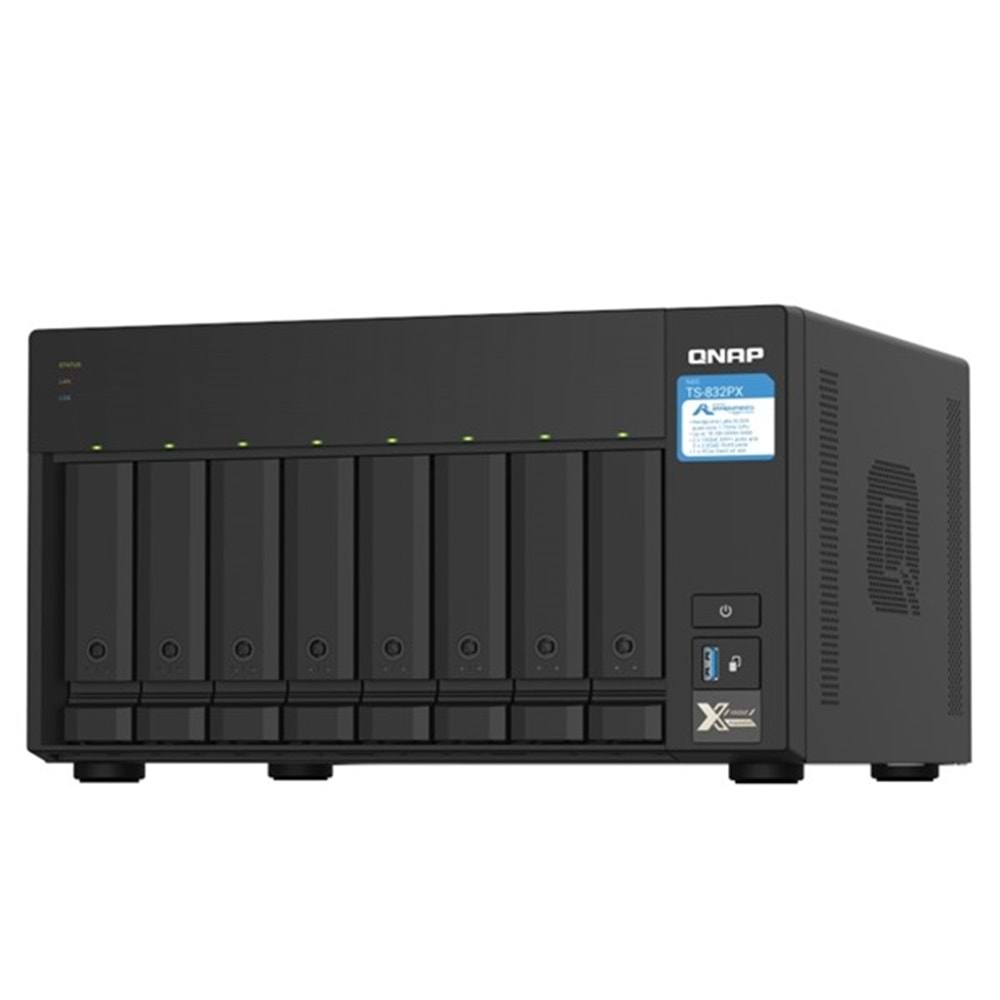 QNAP 8diskli Alpine AL324 QC-4GB RAM-10GbE SFP+ Nas Server TS-832PX (40357)