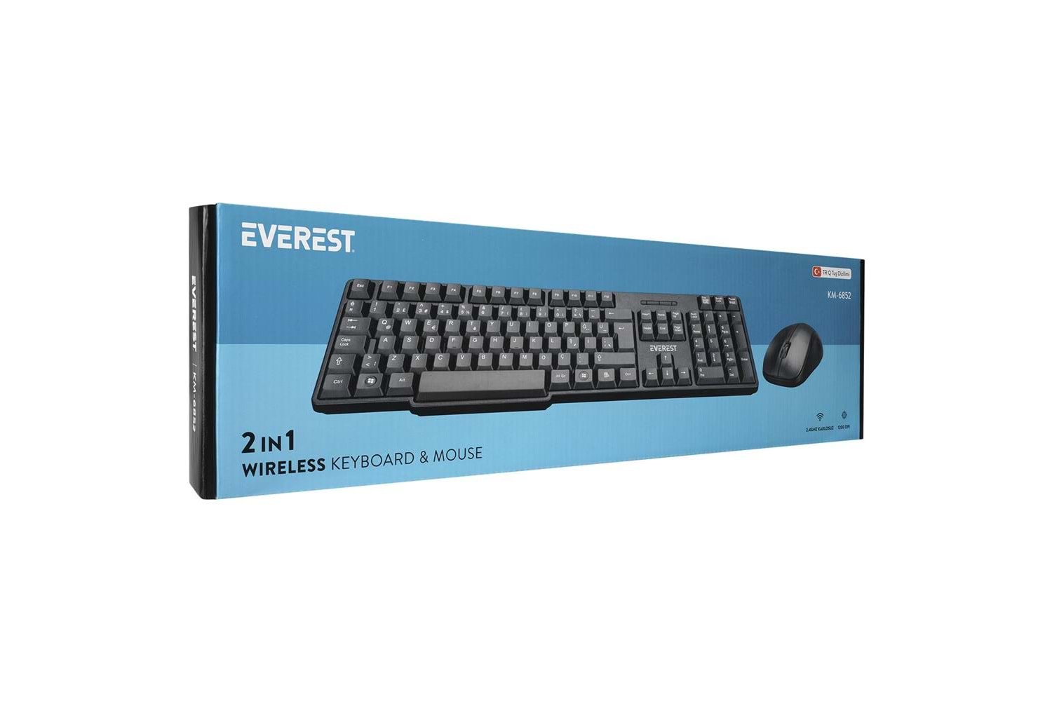 Everest KM-6852 Siyah Usb Kablosuz Combo Q Standart Klavye + Mouse Set