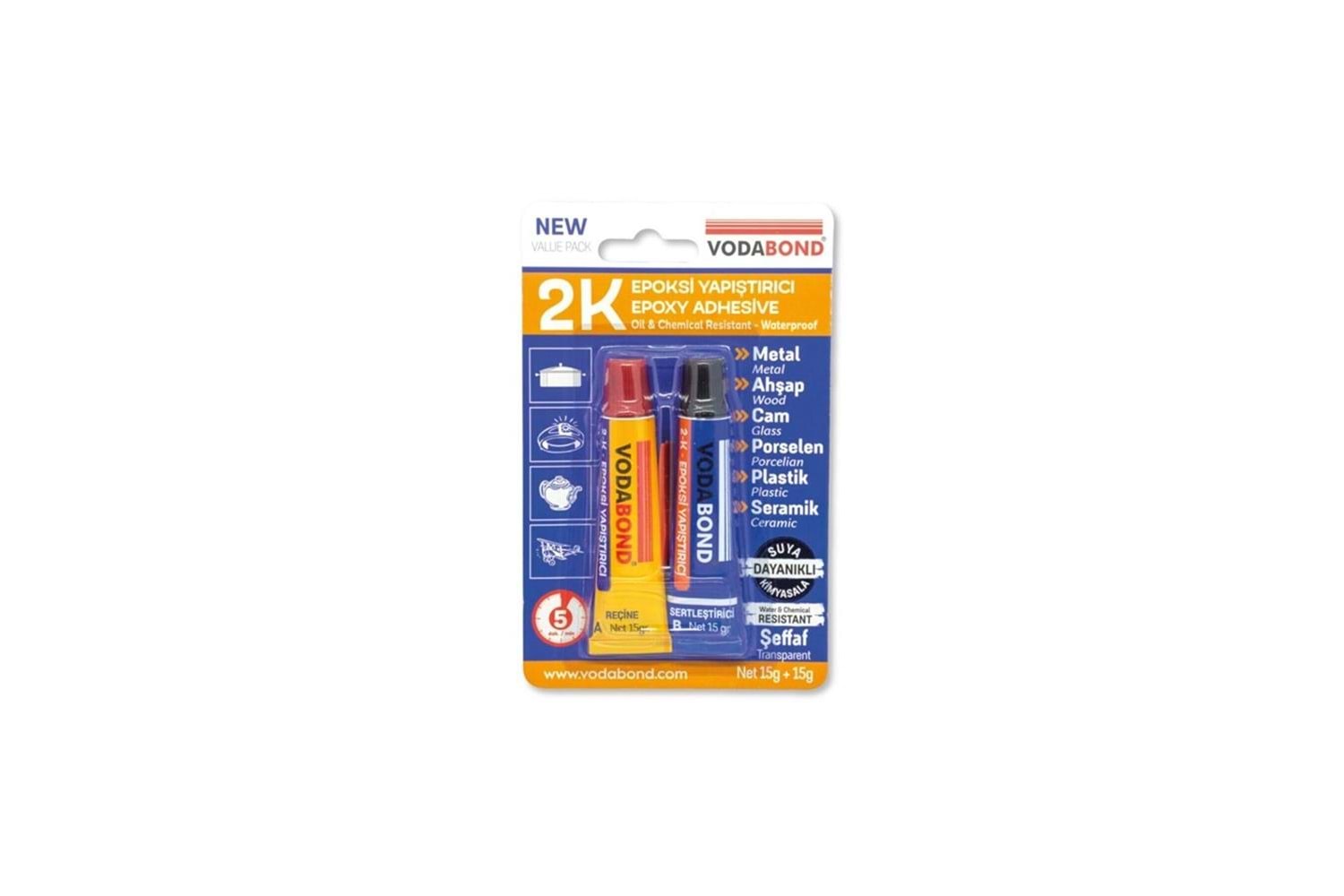 Vodaband 2K Rapid Epoxy Yapıştırıcı (15+15gr)( Reçine+Sertleştirici)