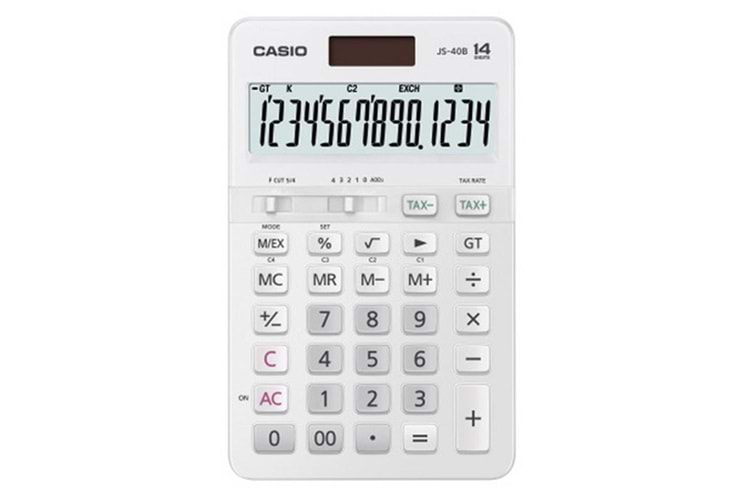 Casio JS-40B-WE Beyaz Profesyonel 14 Hane Masa Üstü Hesap Makinesi