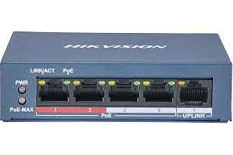 Hikvision DS-3E0105P-E-M(B) 4 PORT 10-100 4 PORT POE 35W Yönetilemez Switch