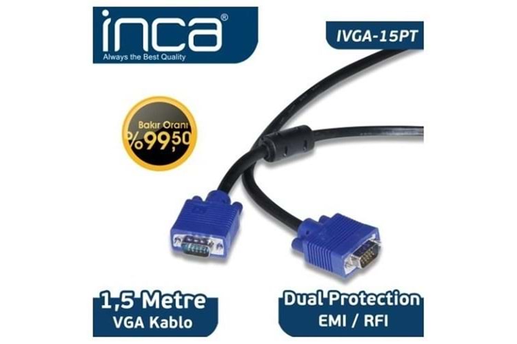 Inca IVGA-15Pt 1,5mt Vga Kablo
