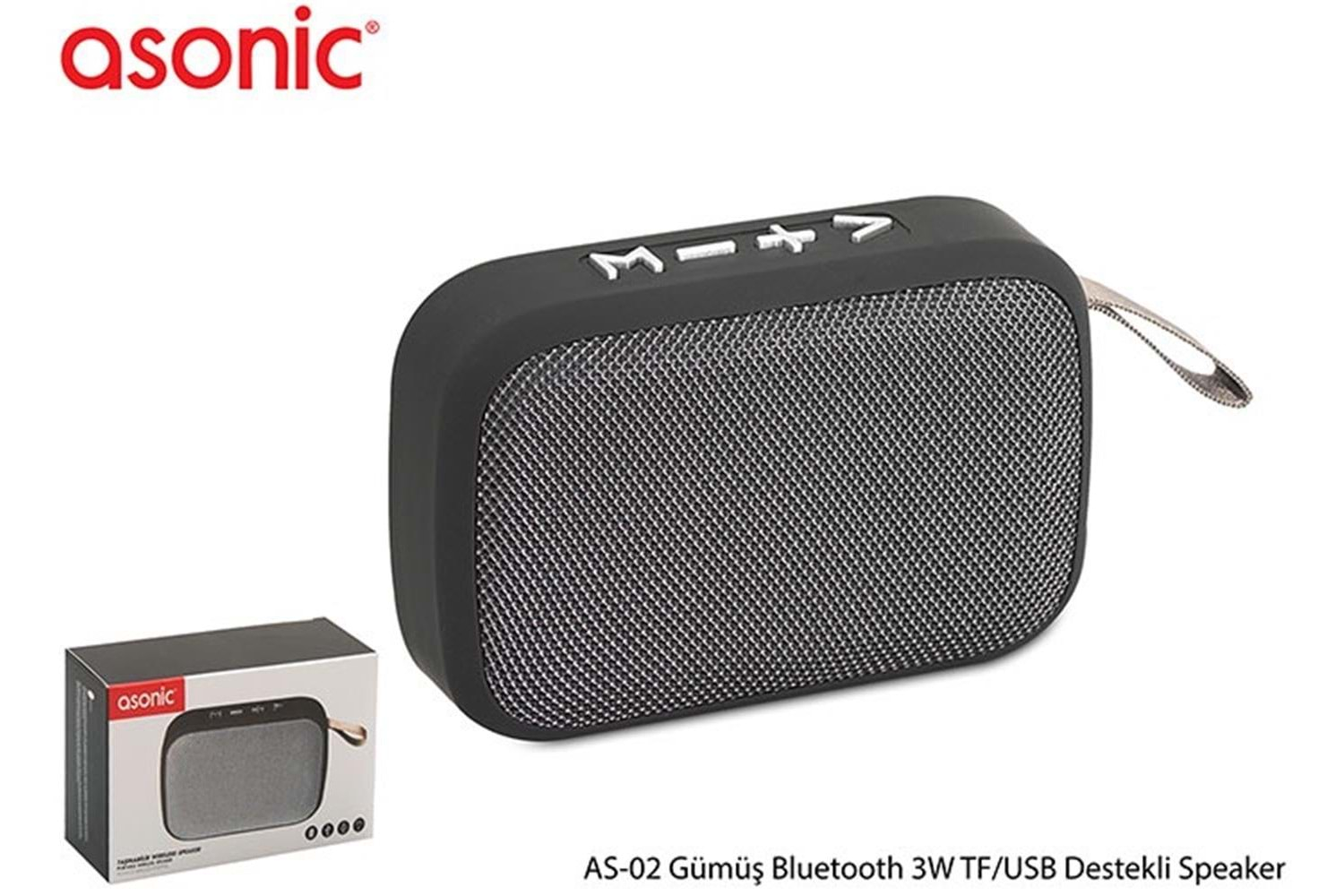 Asonic AS-02 Gümüş Bluetooth 3W TF-USB Destekli Speaker