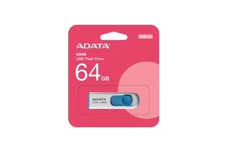 Adata C008-64GB 64GB USB2.0 Classic (White + Blue) Flash Bellek