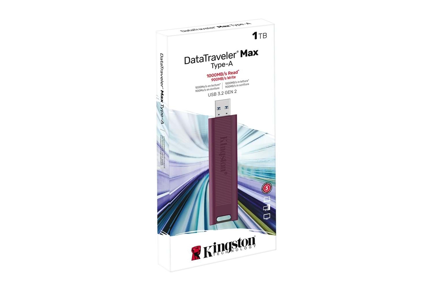 Kingston DTMAXA-1TB 1TB DataTraveler Max Type-A 1000R-900W USB 3.2 Gen 2 Flash Bellek