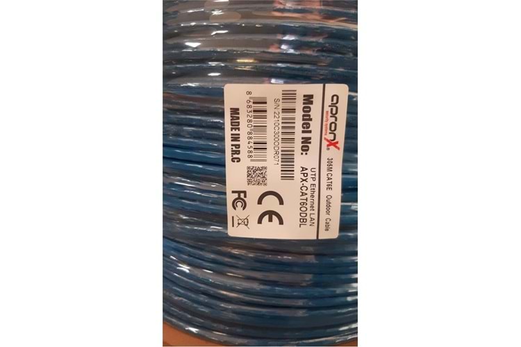 Apronx Cat6 23AWG 305Mt Outdoor 0,57mm Mavi Utp Kablo