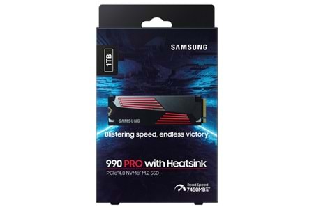 Samsung 1TB 990 PRO w-Heatsink MZ-V9P1T0CW 7450-6900MB-s RGB PCIe NVMe M.2 SSD Disk