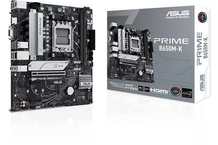 Asus Prime B650M-K 6400mhz(OC) RGB M.2 AM5 mATX DDR5 Anakart