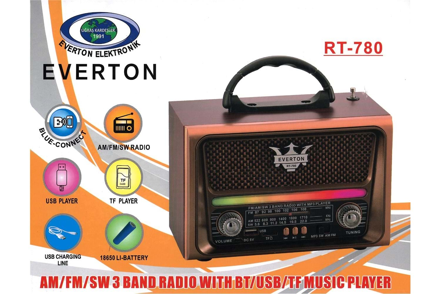 Everton RT-780 Bluetooth-USB-SD-FM Nostaljik Radyo